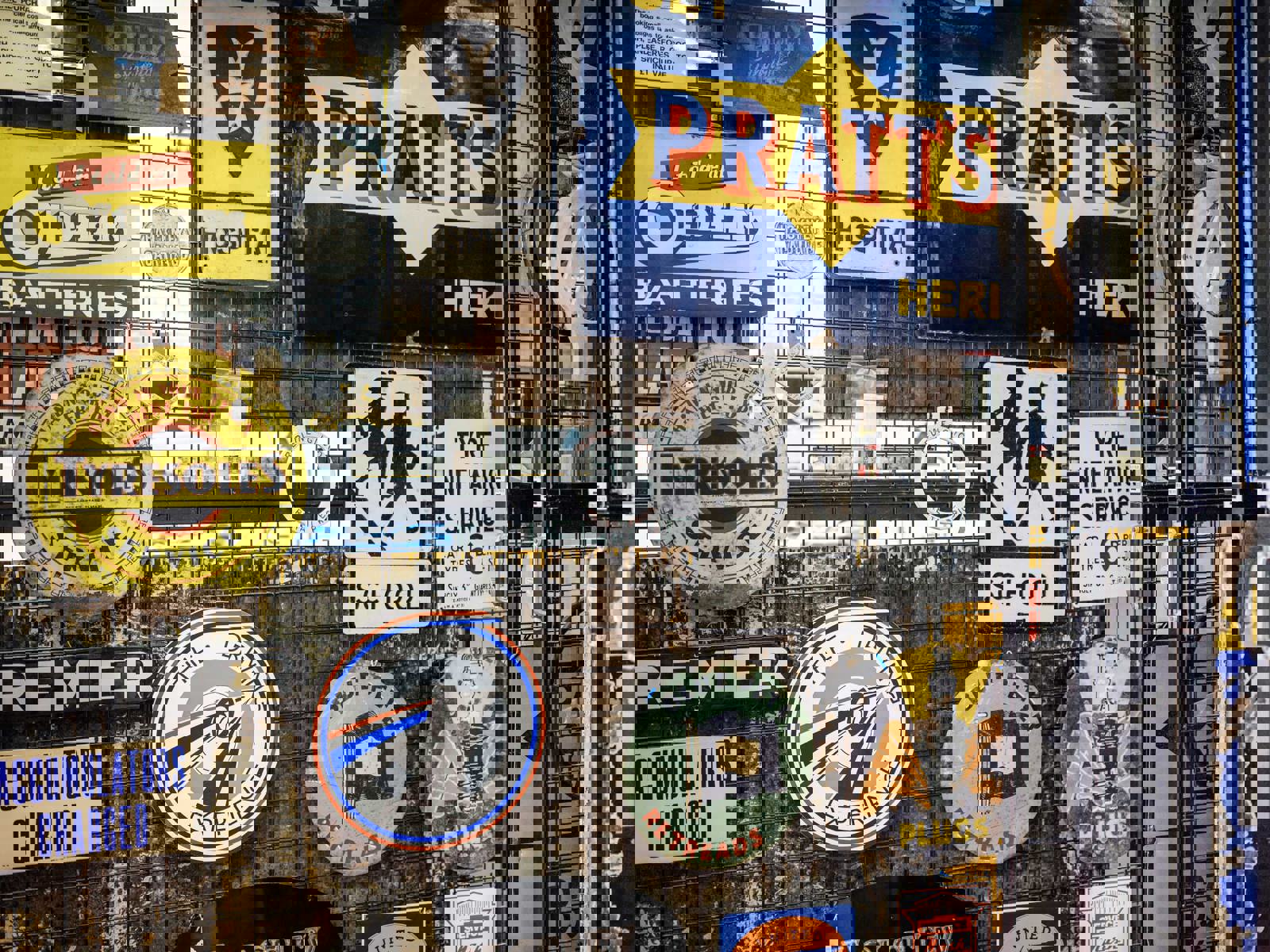 road signs on a rack in the collections store